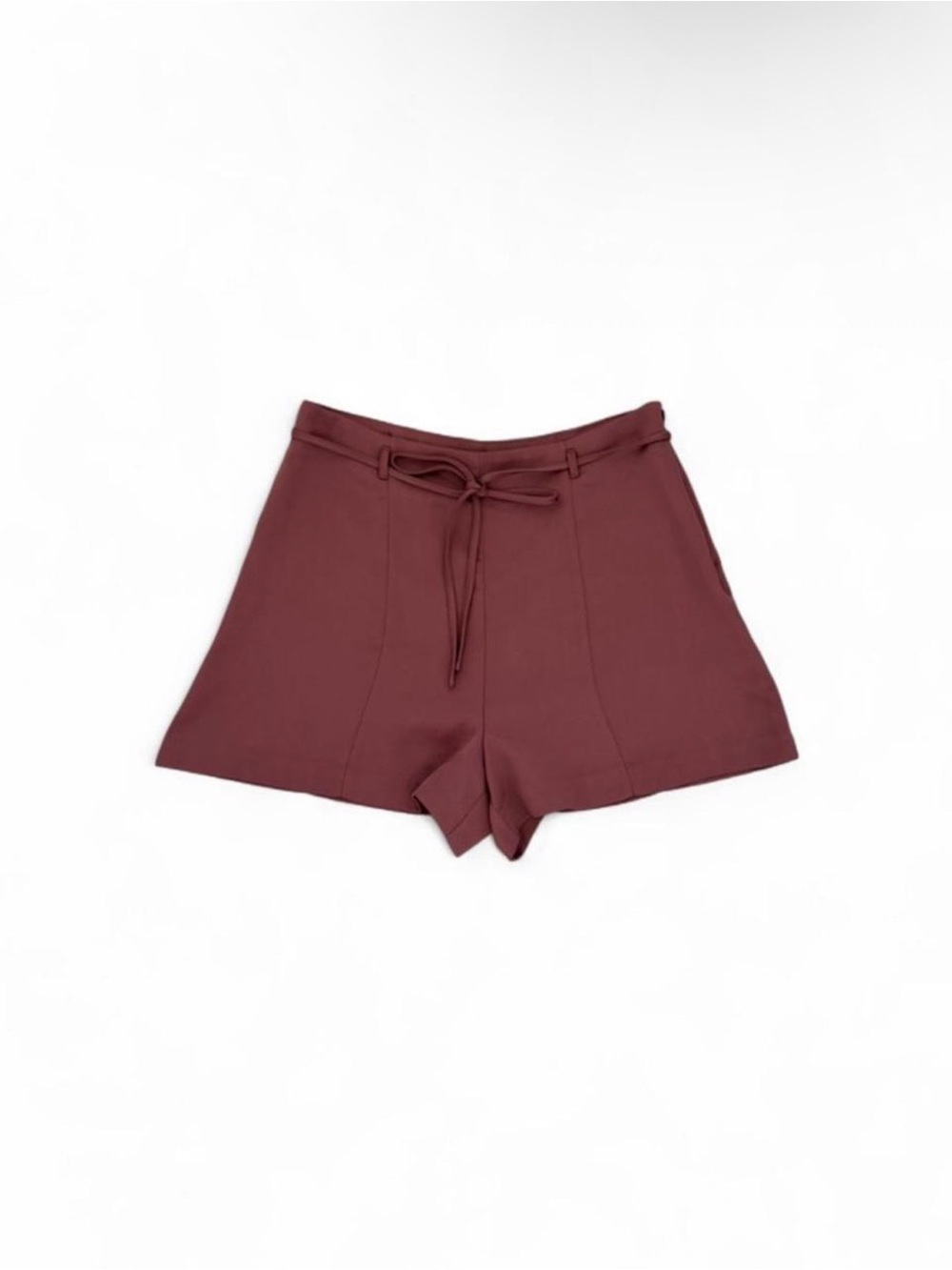 Forever 21 High-Waist Tie-Front Shorts in Burgundy
